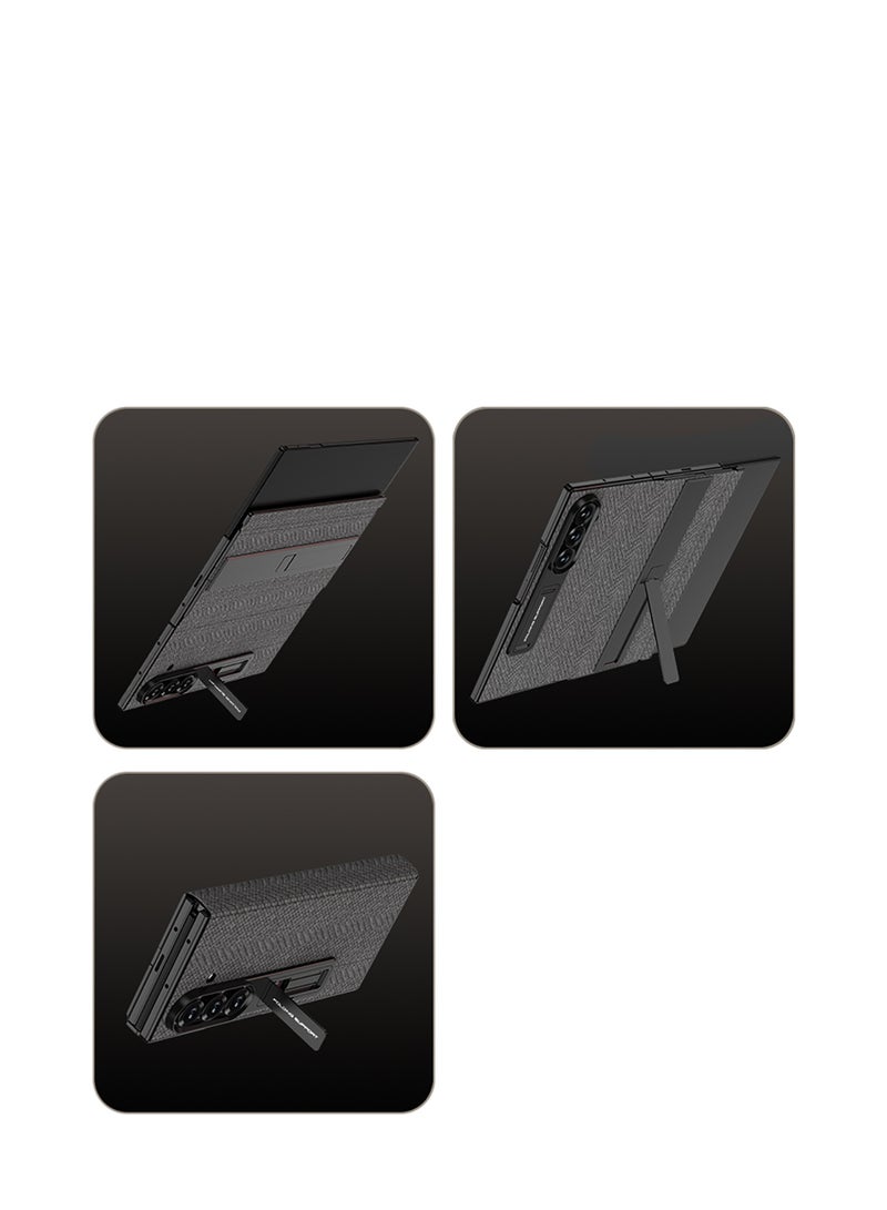 CATANES حافظة قابلة للطي من ألكانترا لجهاز سامسونج جالاكسي Z TriFold – نسيج قماشي، مضادة للصدمات وحماية للكاميرا، رمادي - Image 4